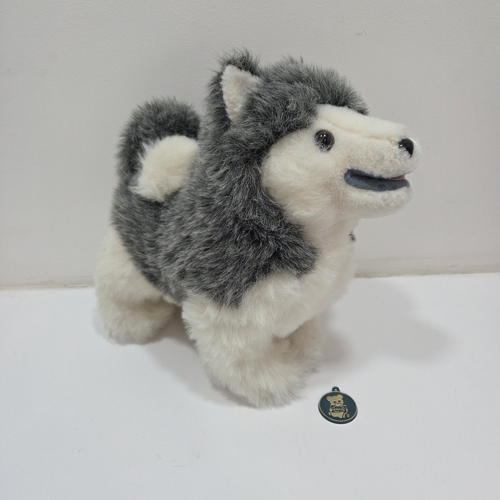 Dakin Vintage Husky 1977 Puppy Dog 12" Plush Stuffed Animal.